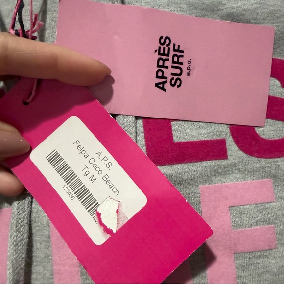 NEW Apres Surf Felpa Coco Beach Gray Pink Green Hoodie Size Medium - Picture 7 of 14